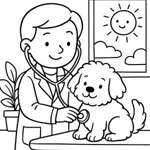 Happy Veterinarian Coloring Page