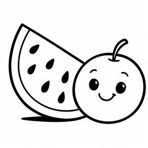 Página para Colorear de una Sandía Feliz