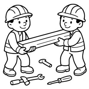 Página para Colorear de Trabajadores de la Construcción