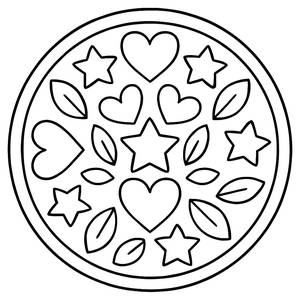 Heart and Star Mandala Coloring Page