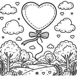 Раскраска с Сердцевидным Шариком