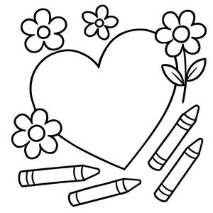 Página para Colorir de Cartão em Forma de Coração