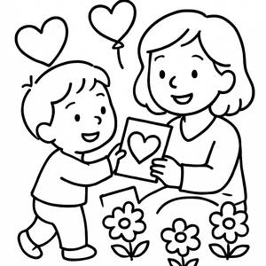Pagina da Colorare per la Festa della Mamma