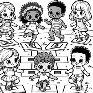 Página para Colorear de Diversión en la Rayuela