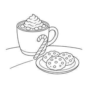 Hot Cocoa Mug with Marshmallows Coloring Page