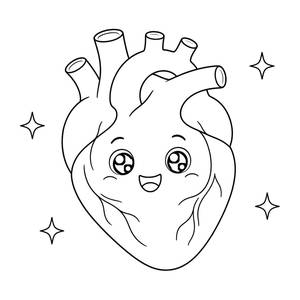Smiling Cartoon Heart Coloring Page