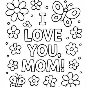 Je T'aime, Maman ! Page à Colorier