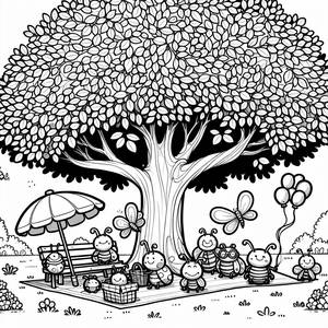 Раскраска: Пикник Насекомых