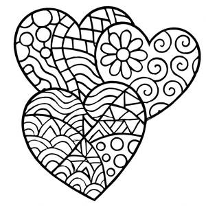 Page à Colorier Cœurs Entrelacés Intriqués