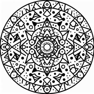 Сложная Раскраска Мандалы из Треугольников и Кругов