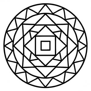 Intricate Triangle and Square Mandala Coloring Page