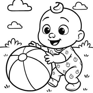 JJ mit dem Bunten Strandball Ausmalbild