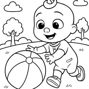 JJs Spaßtag: Kostenlose Ausmalseite von JJ, der mit einem Bunten Ball spielt!