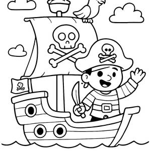 Jolly Pirate Ship Coloring Page