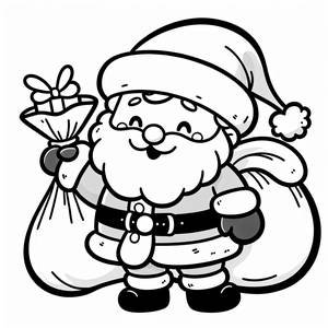 Pagina da Colorare di Babbo Natale Allegro