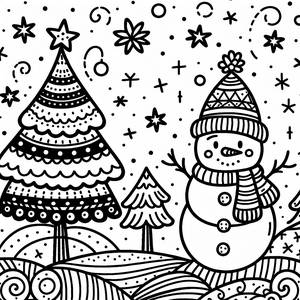 Pagina da Colorare di un Simpatico Pupazzo di Neve