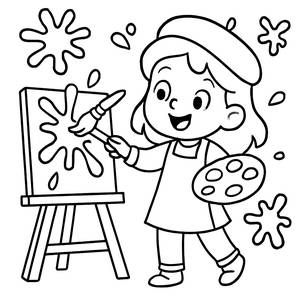 Page à Colorier Artiste Joyeuse