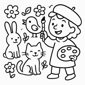 Joyful Artist Coloring Page