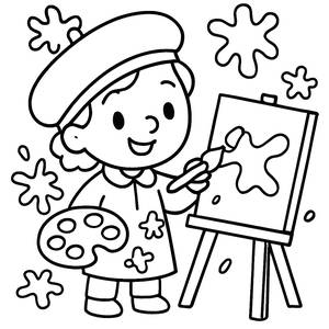 Joyful Artist Coloring Page