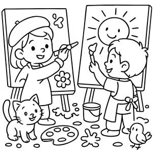 Joyful Artists Coloring Page