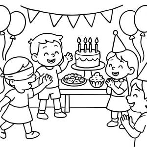 Joyful Birthday Party Coloring Page