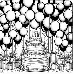 Fröhliche Geburtstagsfeier Malblatt