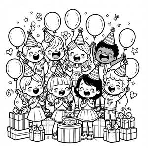 Pagina da Colorare dei Cantanti di Compleanno Felici