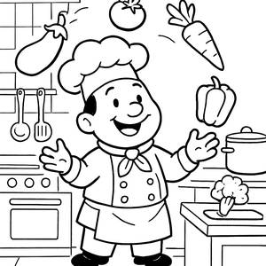 Joyful Chef Coloring Page