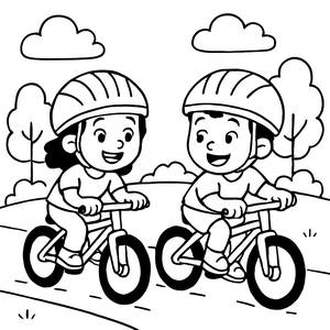 Frohe Fahrradtour Ausmalbild