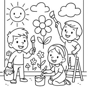 Página para Colorir de Pintura de Mural Alegre