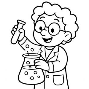 Pagina da Colorare del Scienziato Allegro