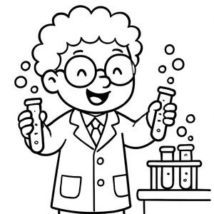 Joyful Scientist Coloring Page