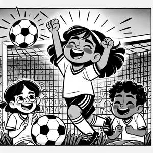 Fröhliche Fußballtor-Ausmalbild