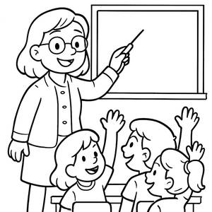 Joyful Teacher Coloring Page