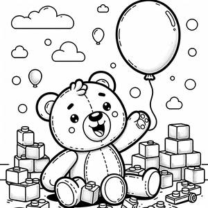 Page à Colorier de l'Ours en Peluche Joyeux
