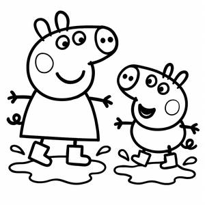 Spring ins Vergnügen mit Peppa und George Ausmalbild!