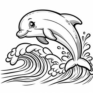 Page à Colorier de Dauphin Sautant