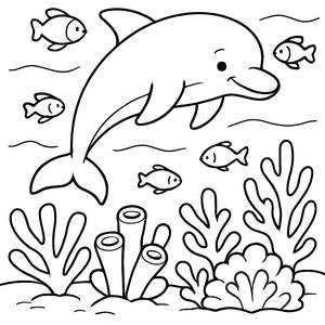 Раскраска с Прыгающим Дельфином