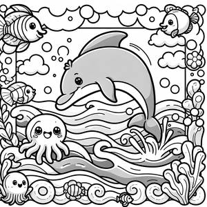 Jumping Dolphin Coloring Page