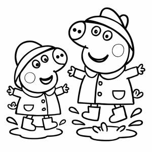 Jumping in Muddy Puddles Coloring Page