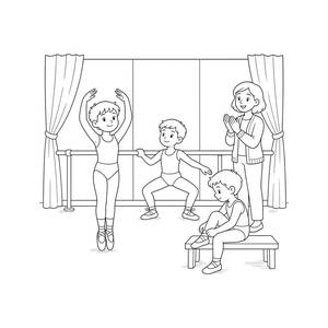 Kids Ballet Class Coloring Page