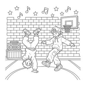 Kids Hip Hop Dancing Coloring Page