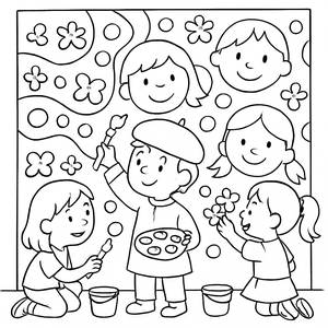 Kids Mural Painting Coloring Page