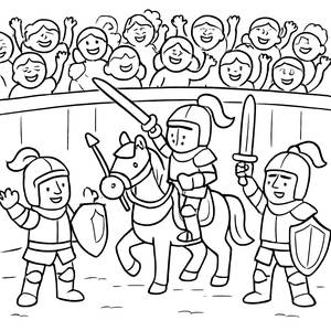 Knights in Action Coloring Page
