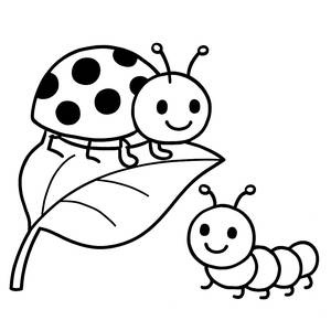 Página para Colorir Joaninha e Lagarta