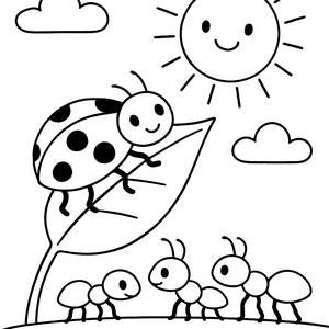 Ladybug Climbing Coloring Page