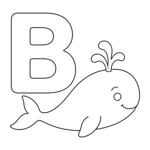 Letra B para colorir: B de baleia