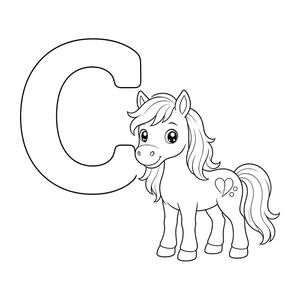 Lettera C da colorare: C come cavallo