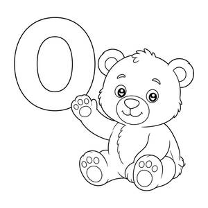 Раскраска с буквой O: O de oso (медвежонок)