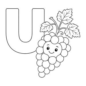 Ausmalbild Buchstabe U: U de uvas (Trauben)
